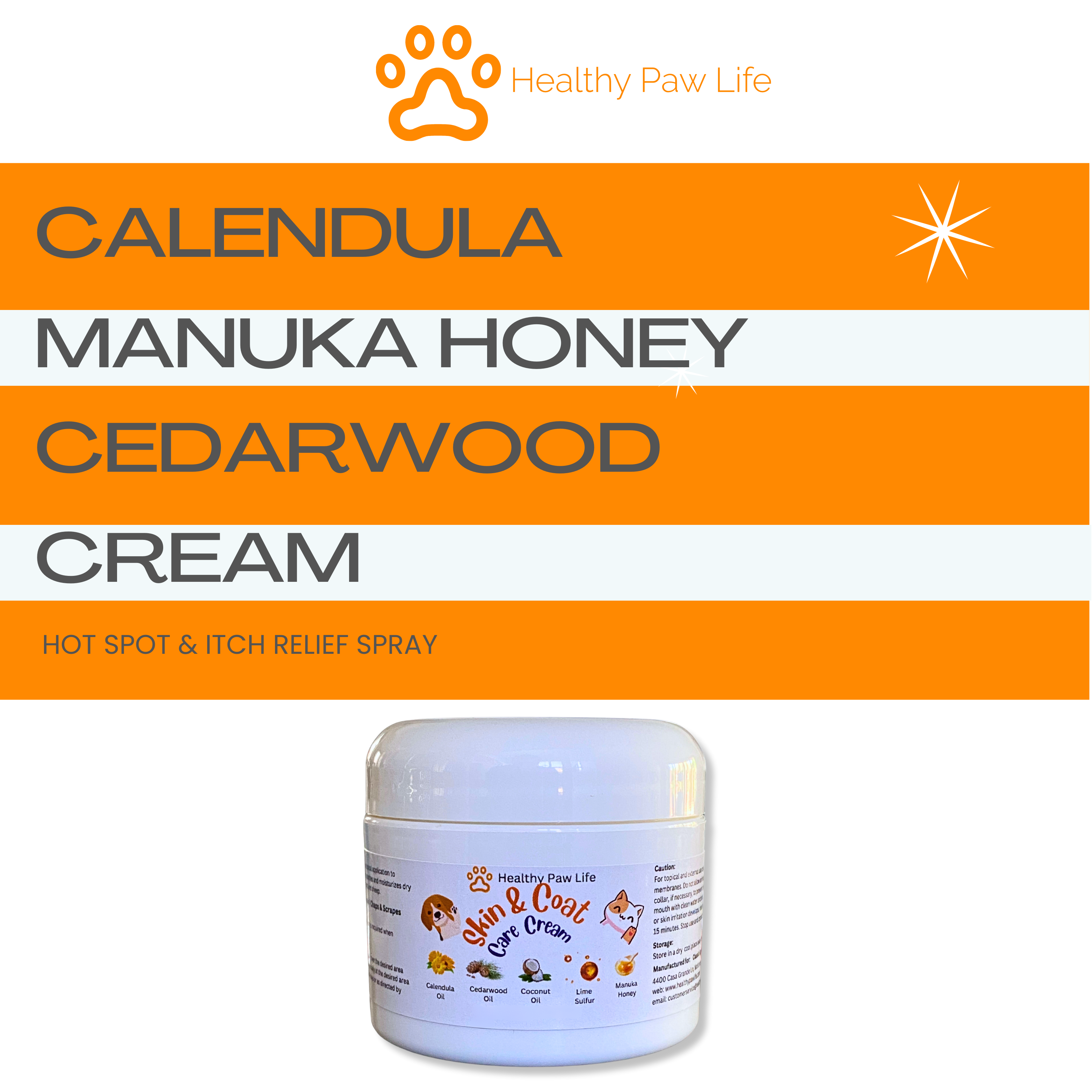 Healthy Paw Life - Wholesale Pet Balm - Dog - Calendula Manuka Honey & Cedarwood - Skin & Coat Care Cream1