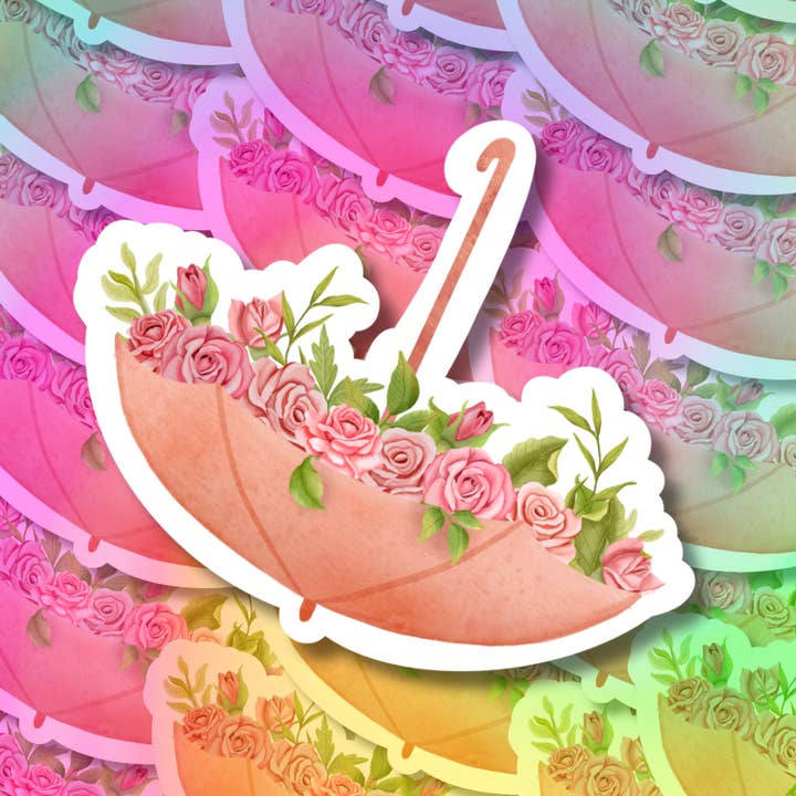 Autocollant en vinyle Fleurs de parapluie pour la vente par Hikaru Tara Art Arst & Craft Gift Shop