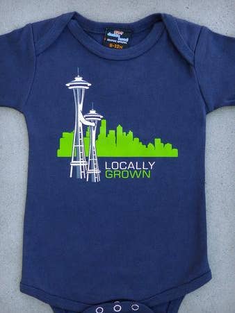 Camiseta de uma peça e colo para bebê Washington, cultivada localmente por atacado de 24-7 Daddyhood