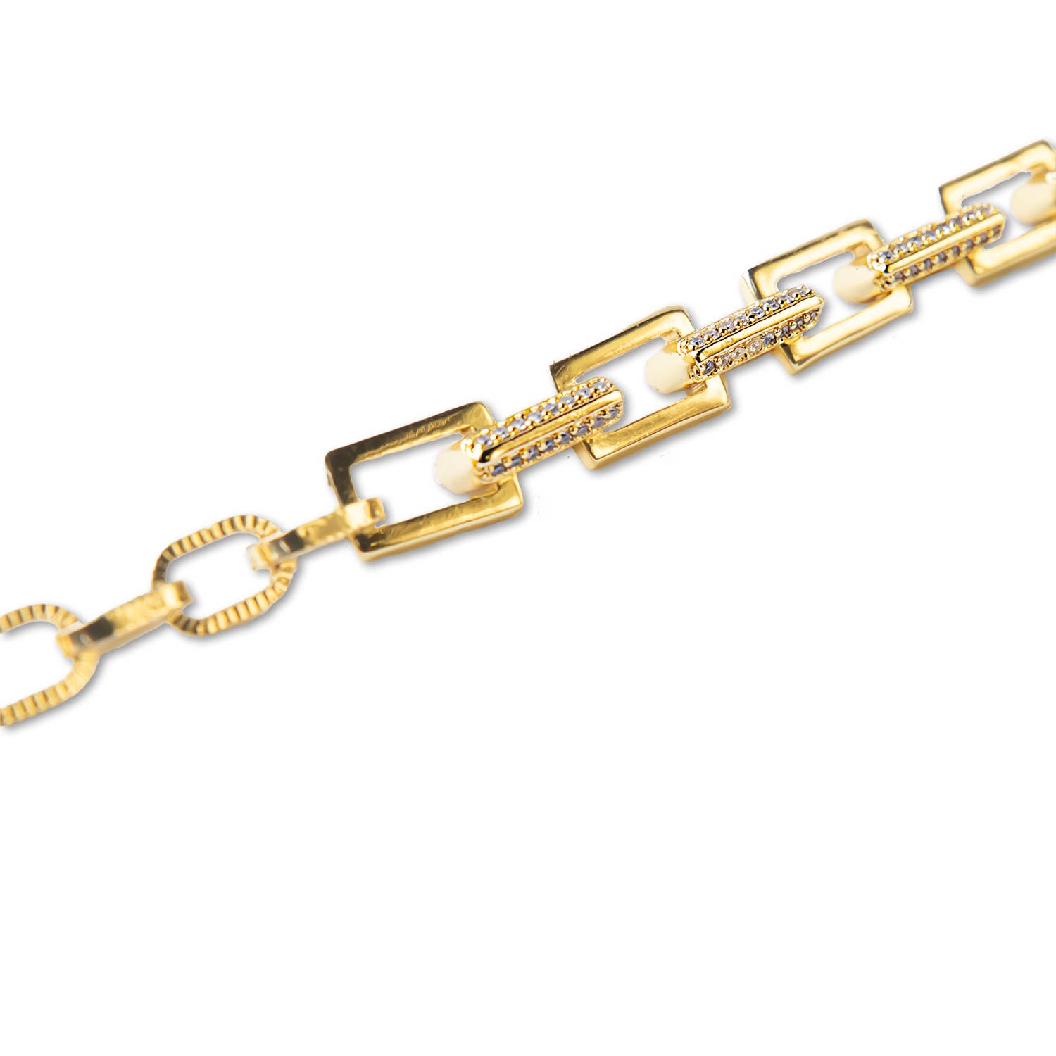 Lenny & Eva – wholesale Link & chain bracelet – Gold Chain Bracelet-CZ Link, Gilded2