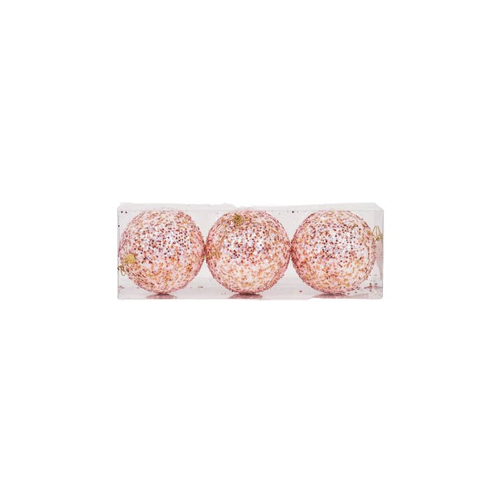 Housevitamin bv – wholesale Ornament set – Xmas Hangers- Xmas Balls- Foam-Pink Glitter -S3- 8cm