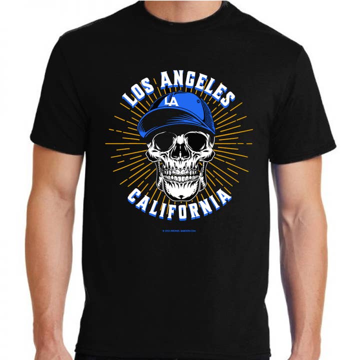 "L.A. Skull" Day of the Dead T-shirt for wholesale by Bronze Baboon