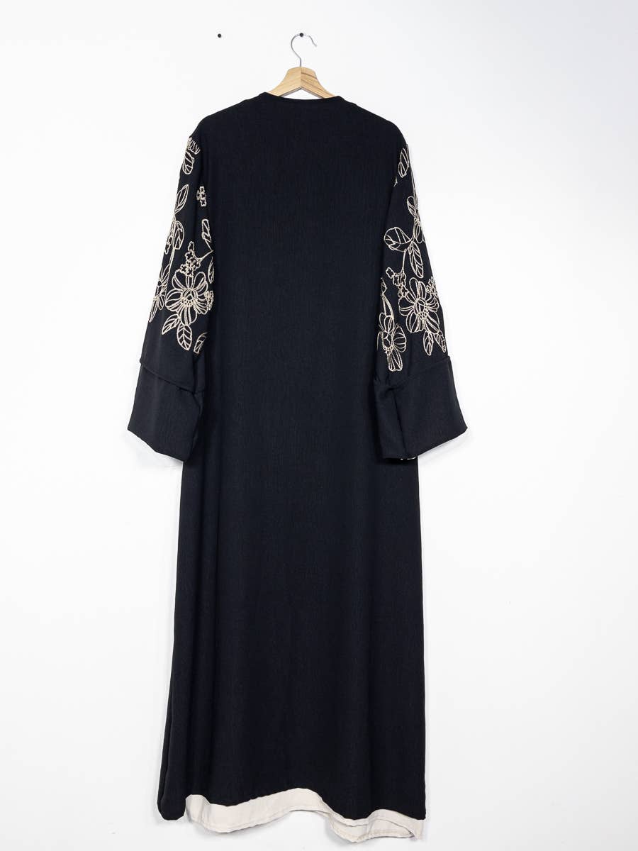 IDEAL OUTFIT – wholesale Top & skirt set – Women's – 2-piece set floral embroidery kimono abaya ref:en2511jazz2