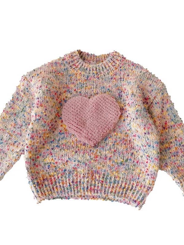 Toddler Kids Confetti Multi-color Speckled Knit Sweater for wholesale by Jill Marie Boutique