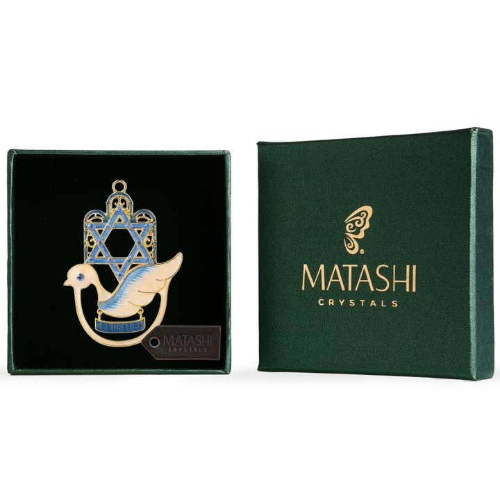 Matashi hangende duif Hamsa wanddecoratie ornament met kristallen voor wholesale door Matashi