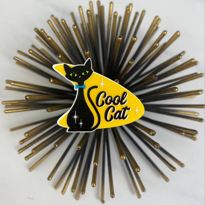 Atomic Kraftworks - Wholesale Lapel Pin/Button - Cool Cat Boomerang Retro Acrylic Pin2