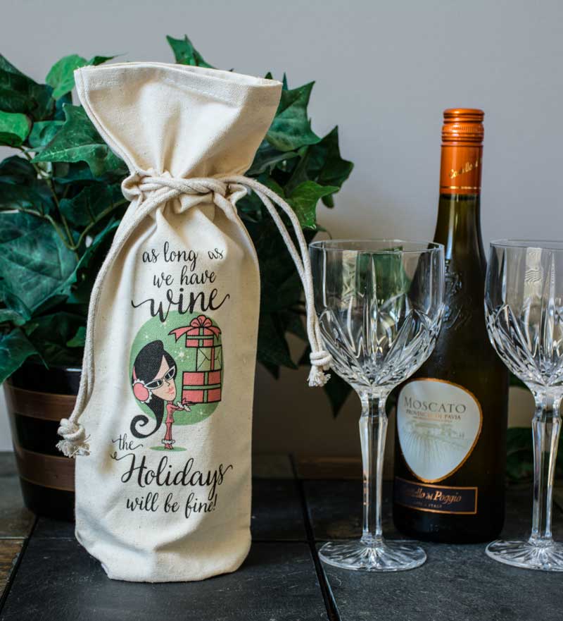 Pinetree Innovations - Vente Pochette cadeau pour bouteille de vin - Tant que nous aurons du vin, les vacances seront bien0