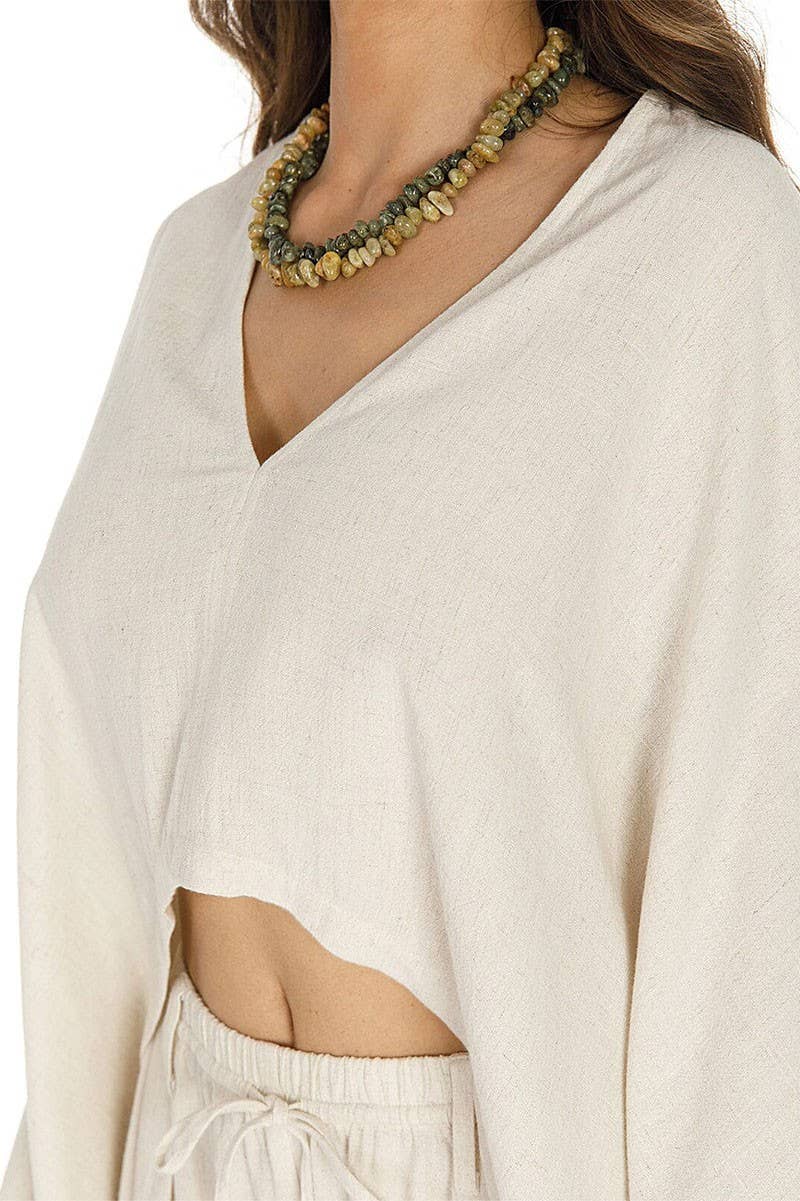 ROUSSEAU - Vente Ensemble haut et pantalon (PAS d'intérieur) - Femme - ENSEMBLE EN LIN AVEC HAUT COURT À MANCHES LONGUES ET PANTALON LARGE3