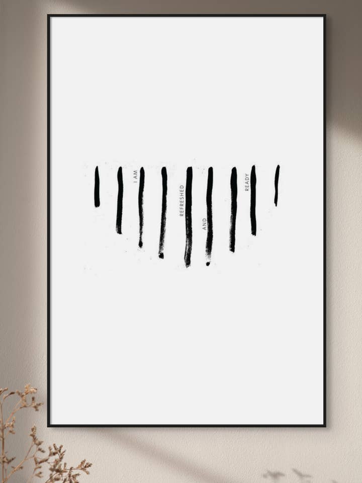 REFRESH Positive Affirmation Art Print with Rain Symbol for wholesale by Ruju