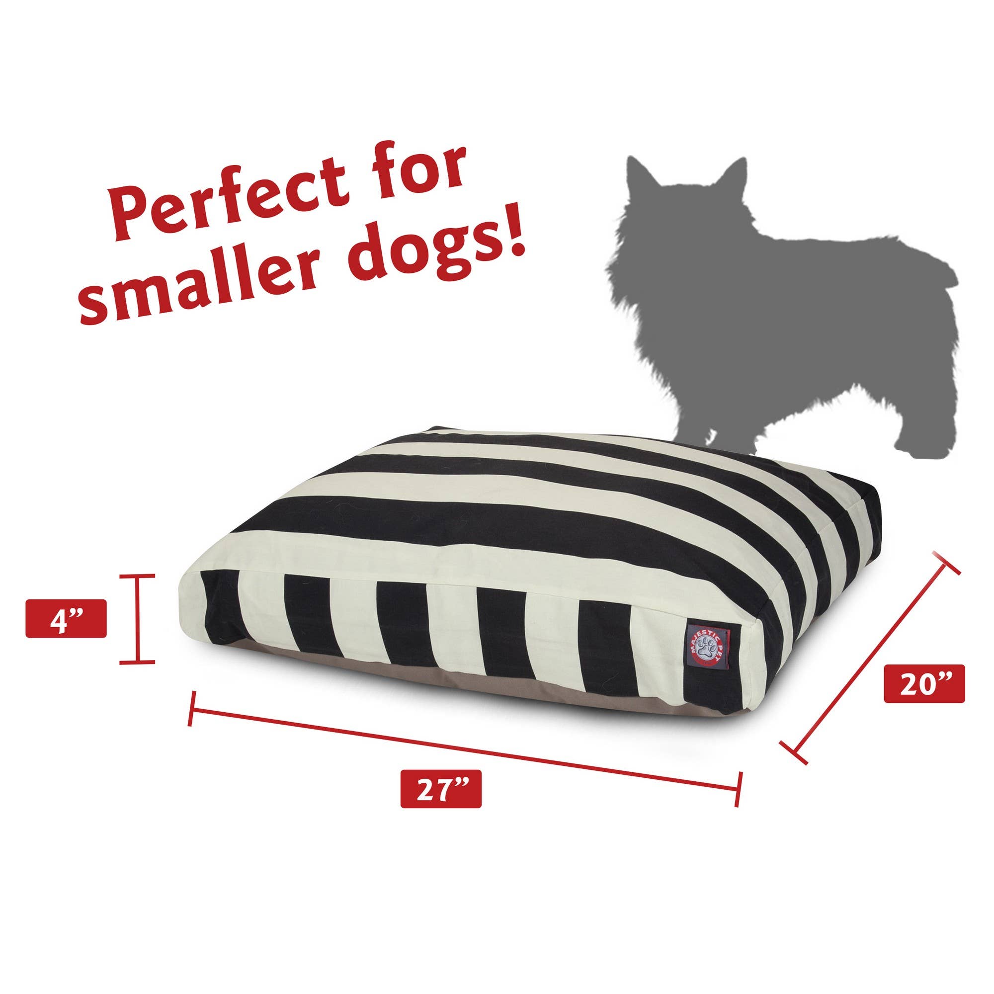 Majestic Pet Products - Vente Panier – chien - Panier rectangle pour chien en mousse à mémoire déchiquetée à rayures verticales4