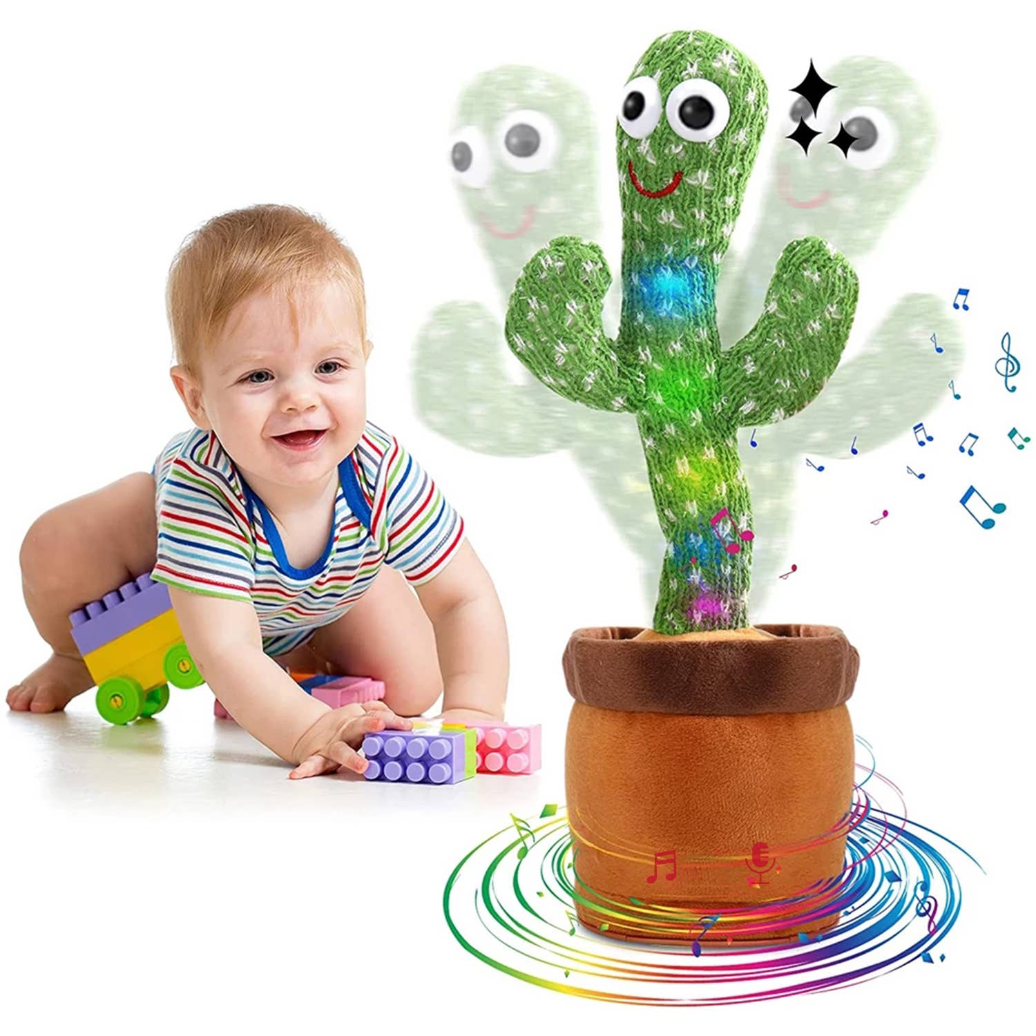 Infinite Basics – Großhandel Musikspielzeug – Kind & Baby – Tanzender Kaktus Nachahmer-Spielzeug, USB-aufladbar, 120 Lieder7