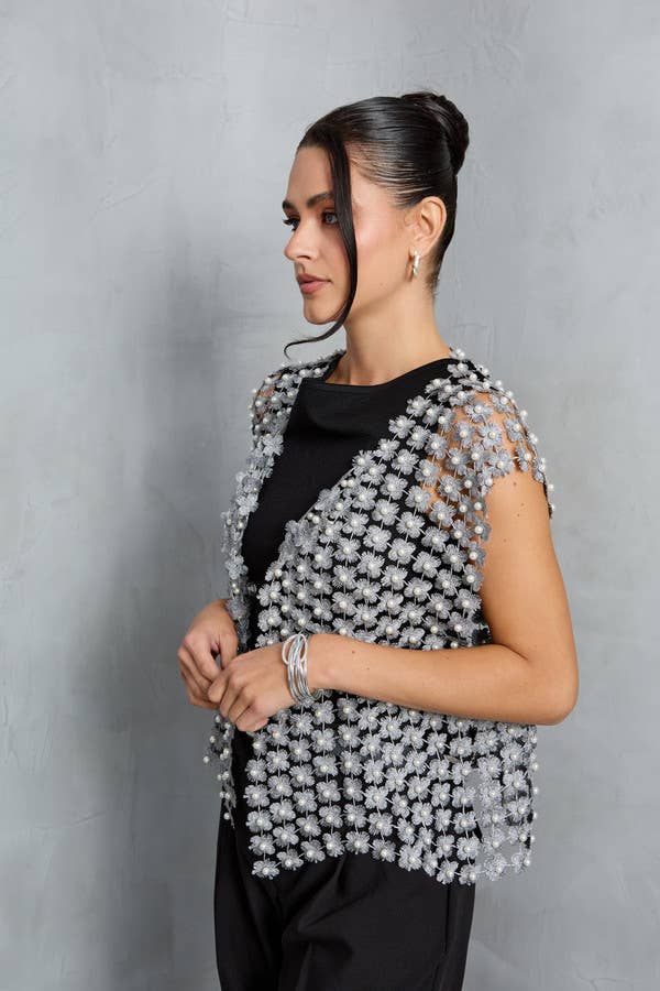 SAACHI - Wholesale Blouse - Women's - Floral Shell Pearl Capelet26