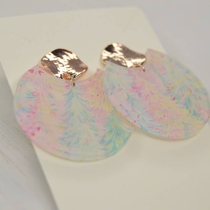 The Adorned Fox - Wholesale Dangle Earrings - Preppy Whimsical Christmas Tree Holiday Earrings, Acrylic