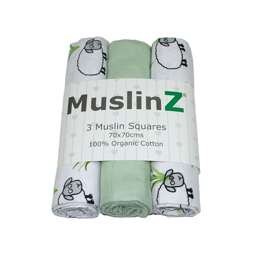 Muslinz - MerryGoRoundUK Ltd - Wholesale Spuuglapje - Baby - MuslinZ set van 3 biologische katoenen mousseline doeken1