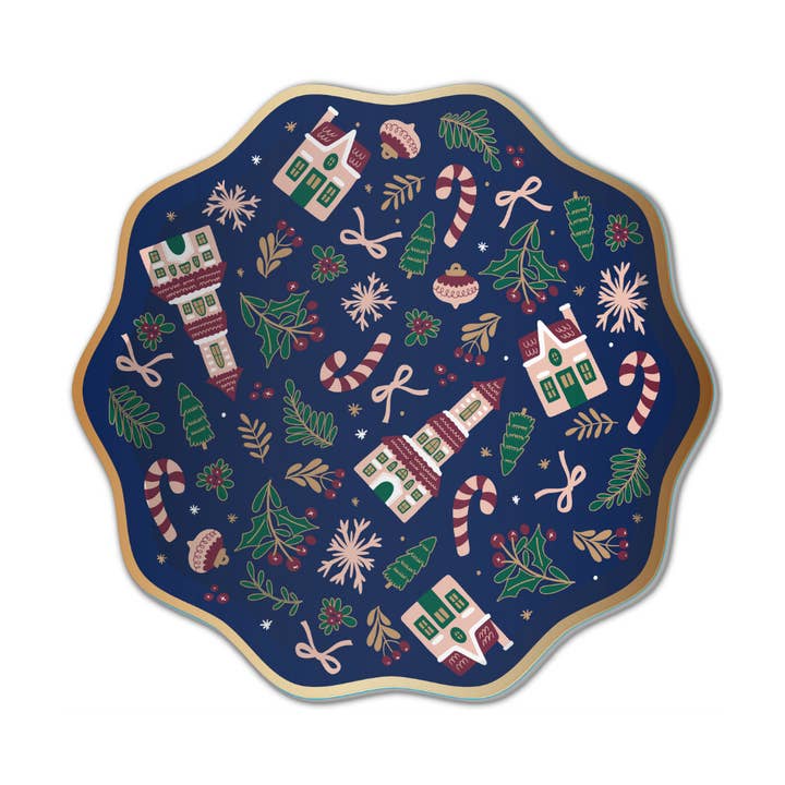 Vintage Christmas Plates - Small Paper Plates (Dessert) for wholesale by Harlow & Grey