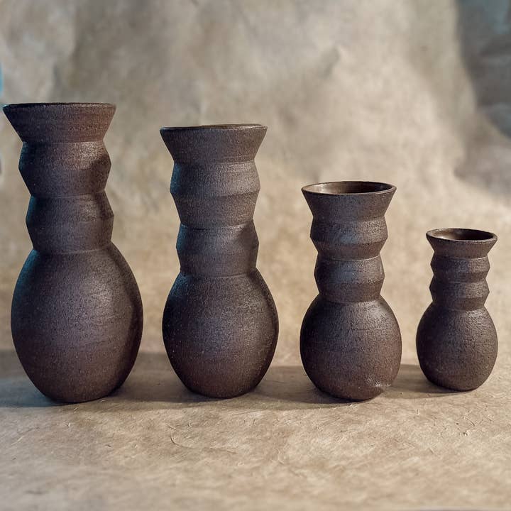 Olivia Snow Ceramics - Wholesale Vase - Vase No. 3-Handmade Angled Ceramic Vase in Dark Brown