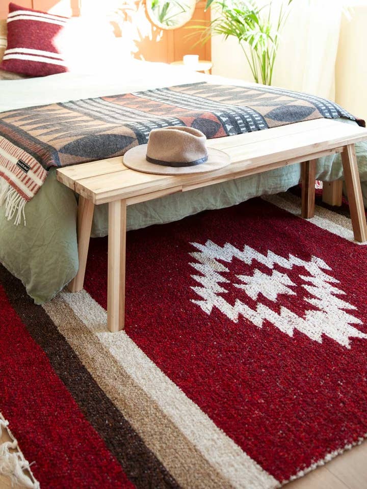 Tappeto Azteca Borgogna reversibile per la vendita all'ingrosso da parte di Blankets Of The World