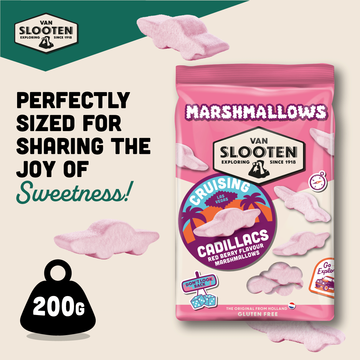Van Slooten – wholesale Marshmallow – Van Slooten Cruising Cadillacs Marshmallows 250g x101