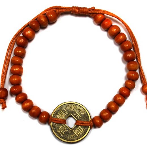 Ancient Wisdom - Wholesale Beaded Bracelet - Good Luck Feng-Shui Bracelets - Orange
