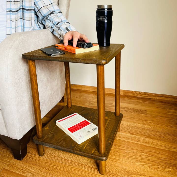 Solid Wood 2 Tier End Table for Couch Living Room for wholesale by CosyDecorArt