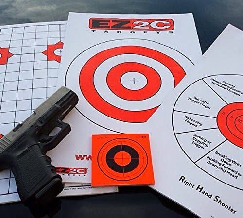 EZ2C Targets - Wholesale Sporting Accessories - 25 EZ2C Mini Shooting Targets Bright Fluorescent Self-Adhesive 3.5"x3.5" (25 count)23