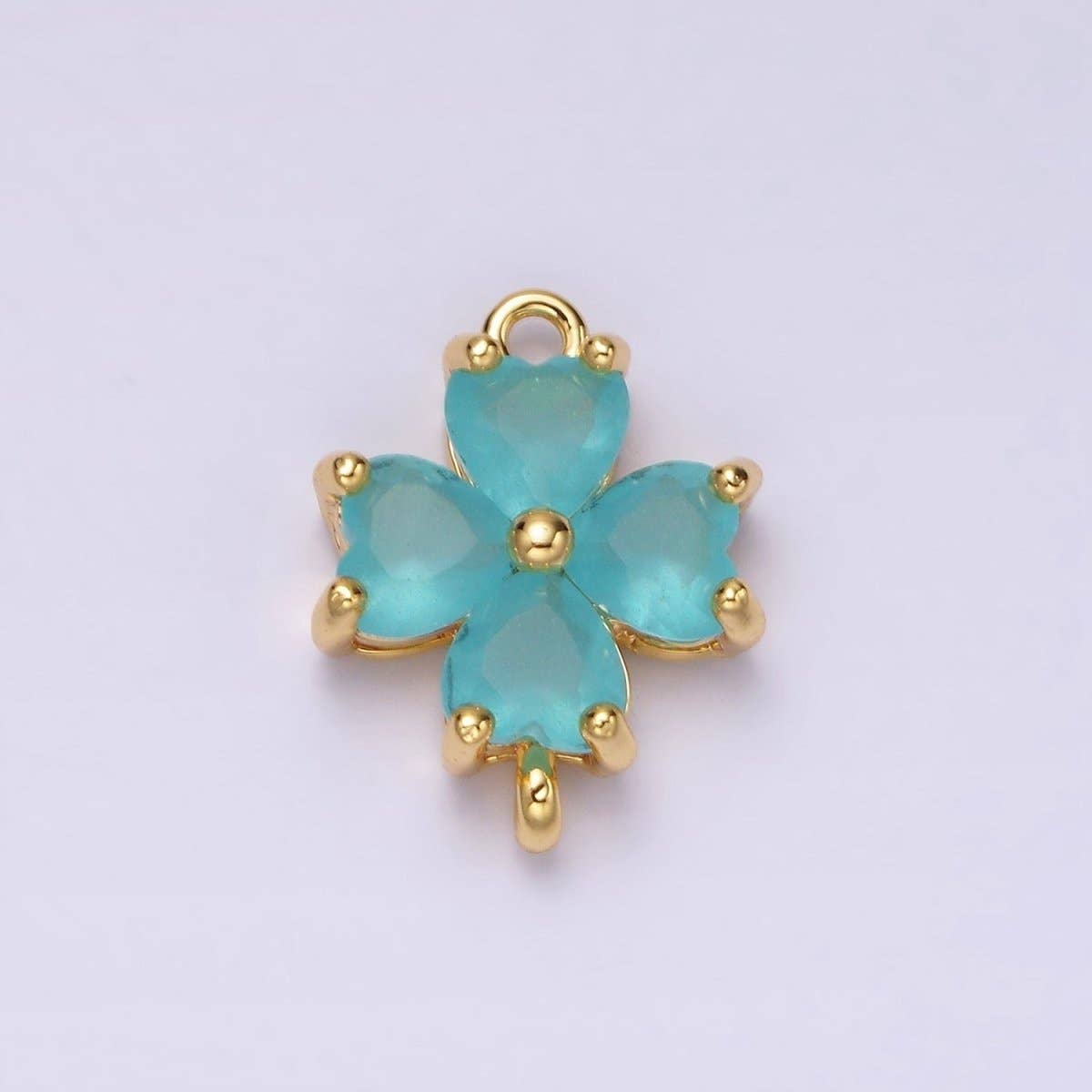 Aim Eternal - Venta al por mayor Abalorios/colgantes individuales - Conector de Flor de Pétalo de Corazón con Circonitas en Azul Bebé, Verde Azulado, Azul, Menta, Verde, Azul Oscuro, Fucsia Relleno de Oro de 14K en Oro y Plata | G-203 - G-2162