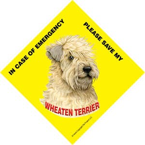 I nødstilfælde skal du gemme min Wheaten Terrier/Gem My Pet tegn med sugekop for engroshandel hos SJT Enterprises, Inc.