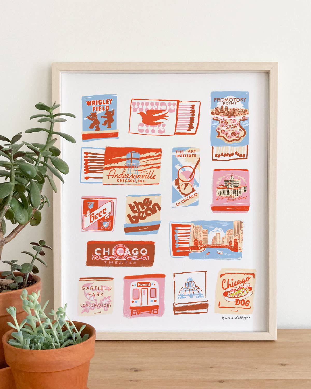 Karen Schipper - Wholesale Art Print - Chicago Matchbook Art Print - Timeless City Wall Art Print1