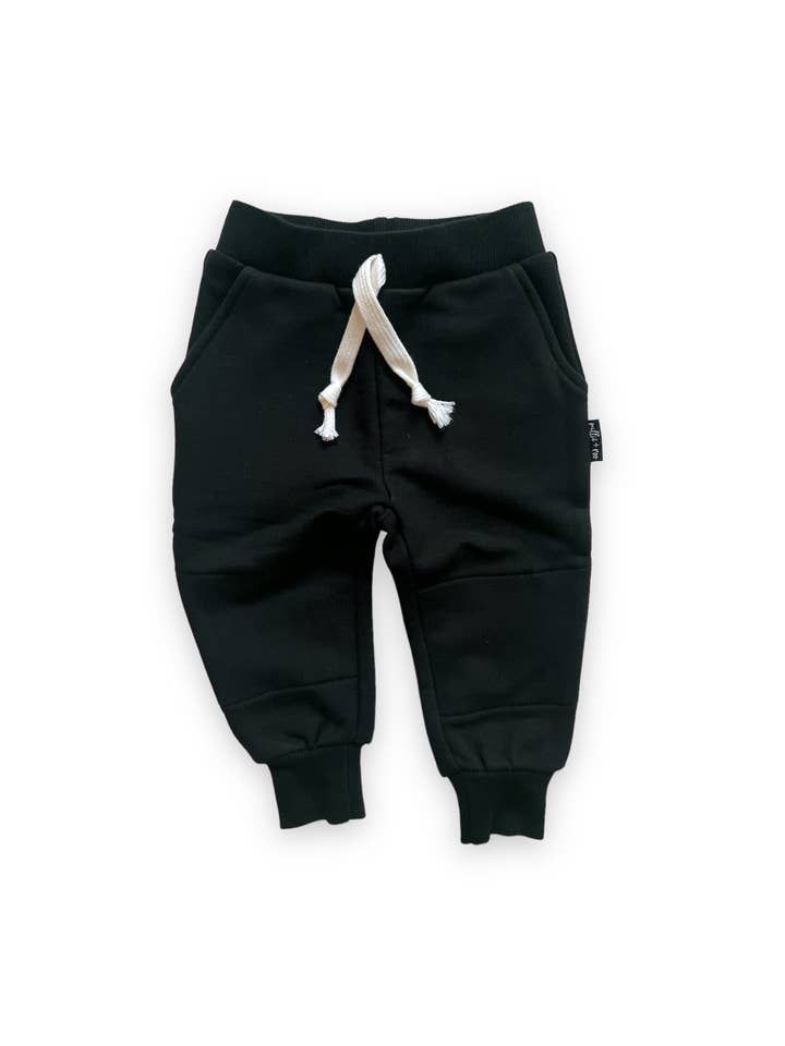 millie + roo LLC - Wholesale Lounge Sweatpants/Joggers - Kids - JOGGERS- Black Bamboo French Terry1