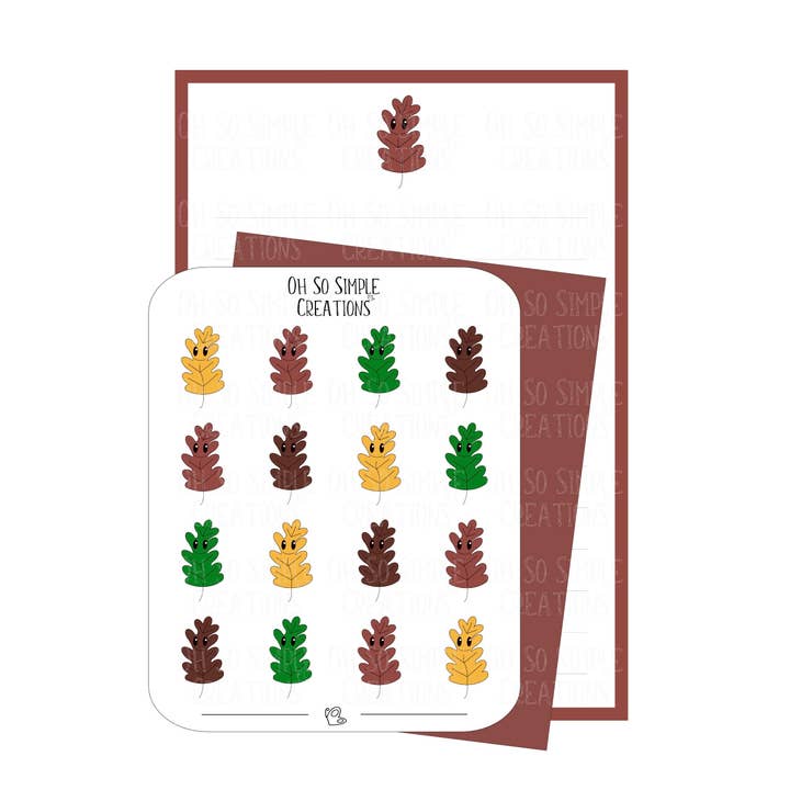 Ensemble de papeterie feuille de chêne bourgogne pour la vente par Oh So Simple Creations