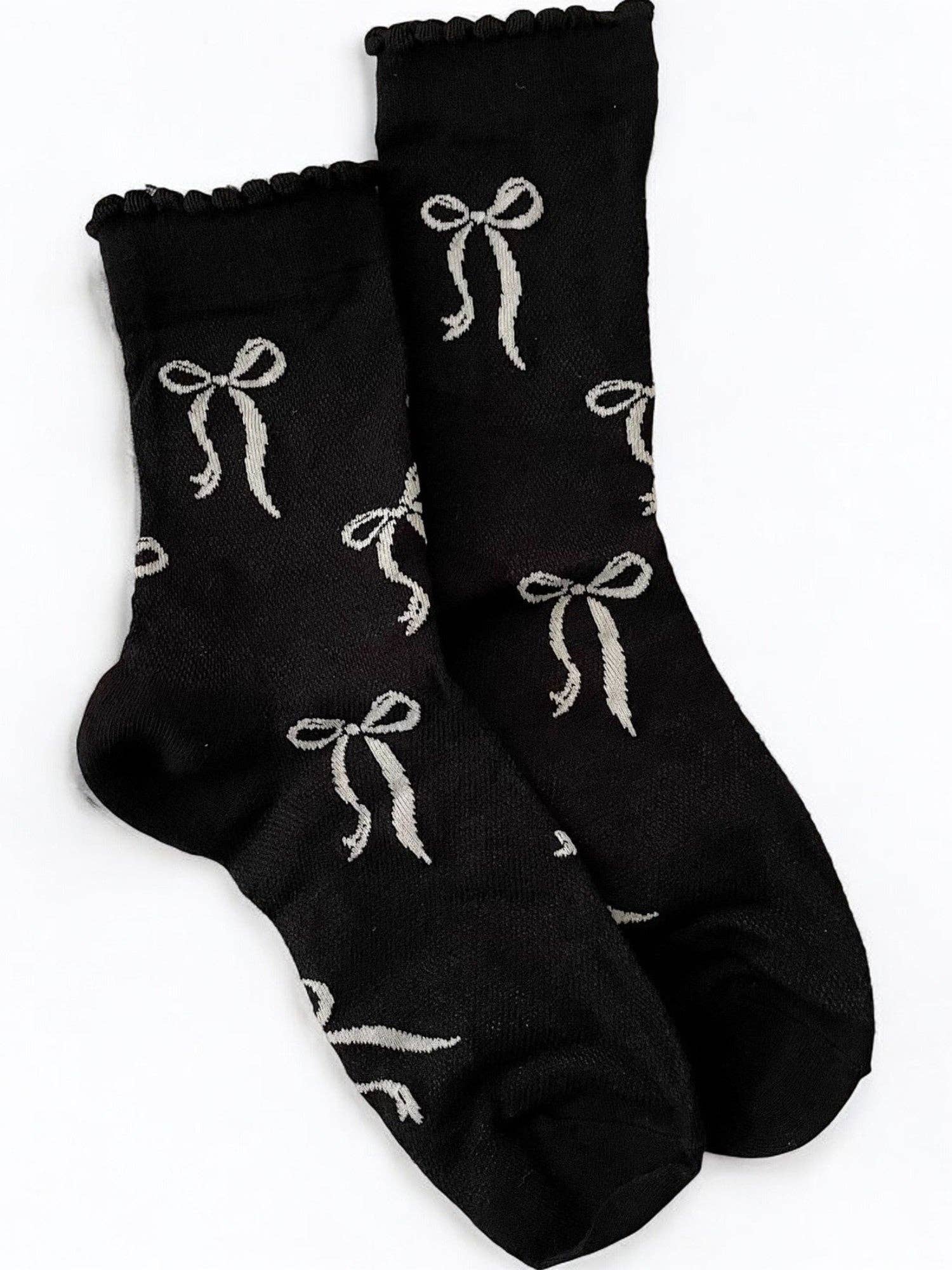 AK Brand - Vendita all'ingrosso Calzini - Donna - Calzini da donna alla caviglia con fiocco a nastro e bordo arricciato0