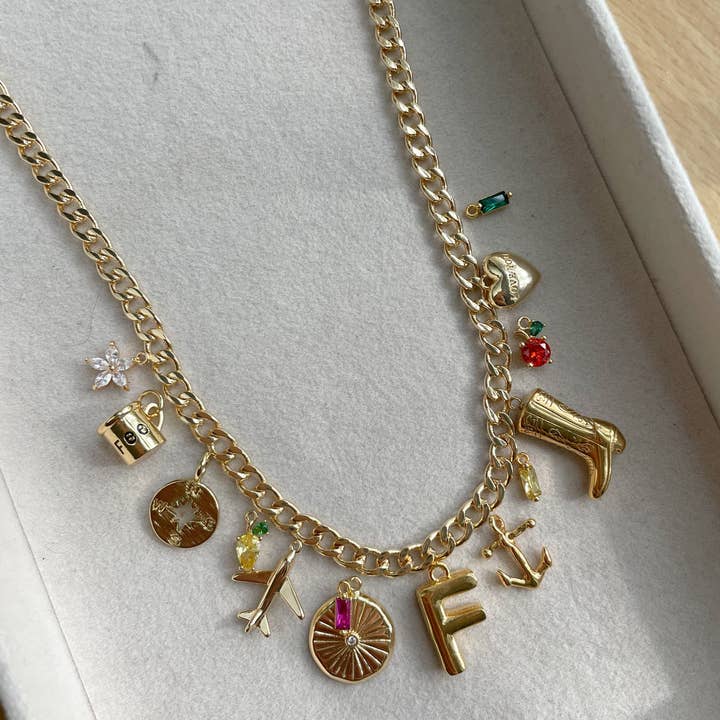 Goldie Charm Bar - Wholesale Pendant/Charm Necklace - Curb Chain Charm Necklace