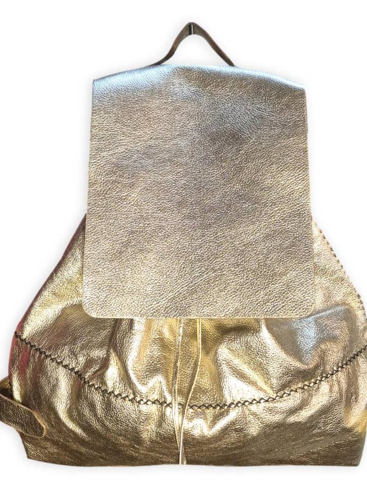 bay ridge rugzak | gouden geüpcycled leer voor wholesale door VOLTA ATELIER