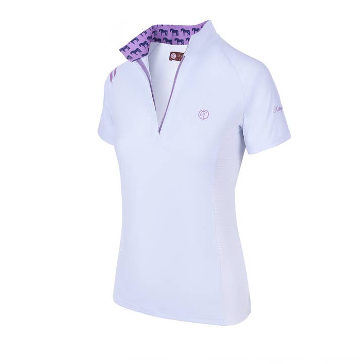 ProAir3 Short Sleeve White Show Shirt - Lilac Model horse for wholesale by Kathryn Lily Equestrian