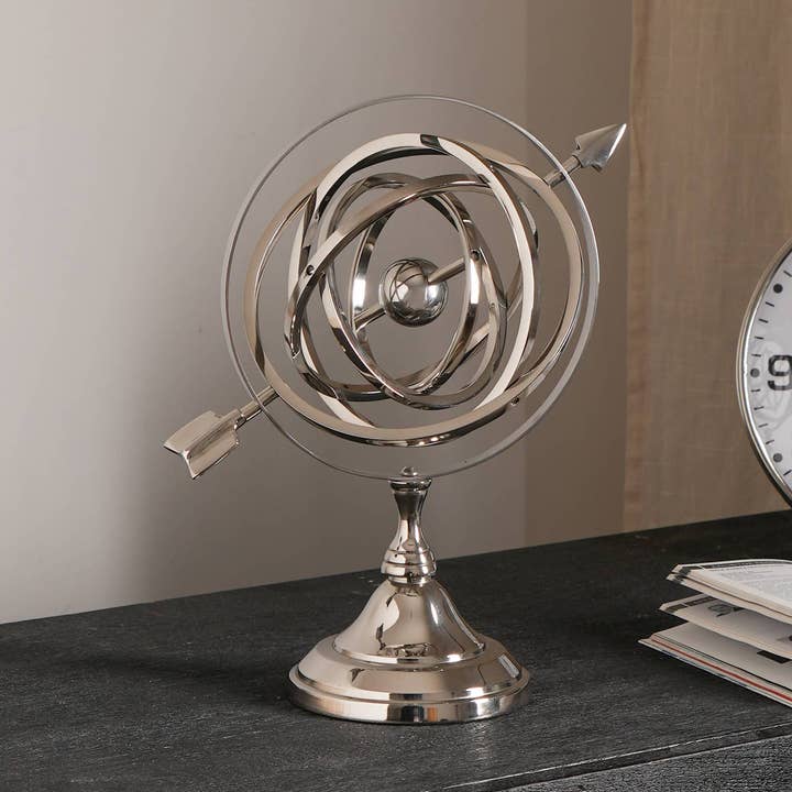 Armillaire | Décoration de table en aluminium décoratif couleur argent pour la vente par ExpoBazaar