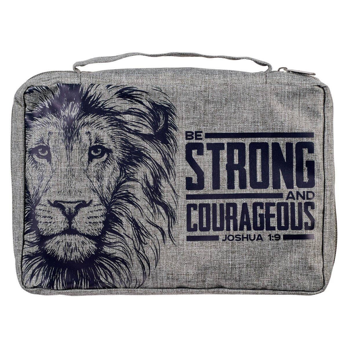 Christian Art Gifts - Wholesale Bible Cover - Bible Cover Value Gray Strong & Courageous Jsh. 1:91