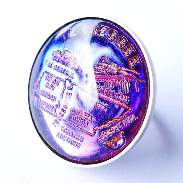 Vintage Glass Ring Blue Pink 30mm Handmade for wholesale by SoHo Schmuckmanufaktur