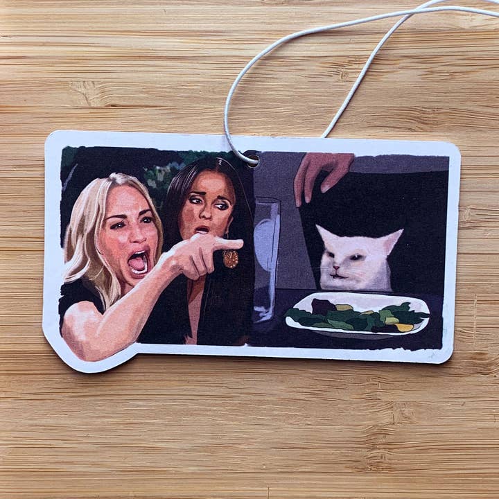 Angry Yelling Cat lady Meme Air Freshener, Scented Gift for wholesale by Yeaoh! Greetings