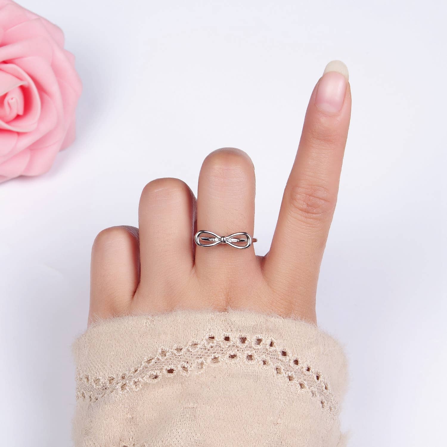 Aim Eternal - Wholesale Band/gestapelde ring - 14K goudgevulde minimalistische strikring met open lint 3