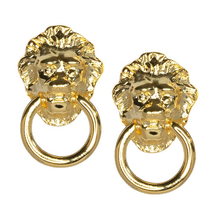 Orecchini Lionhead a forma di battente o a clip per la vendita all'ingrosso da parte di Kenneth Jay Lane
