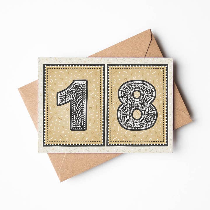 Unique Gold 18th Birthday Card for wholesale by Jess A Little Creative