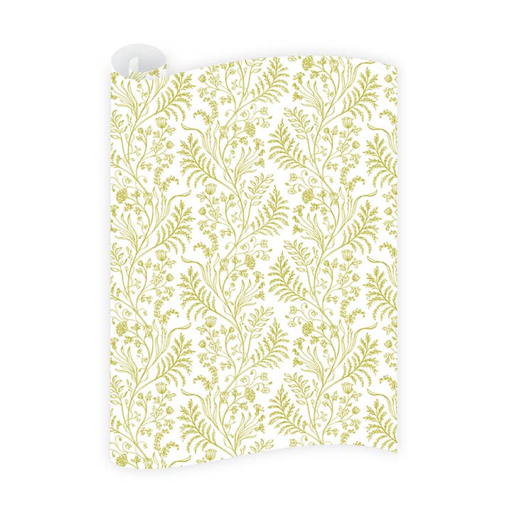 Rouleau de papier cadeau vert chartreuse à motifs de fougères pour la vente par Dogwood Hill