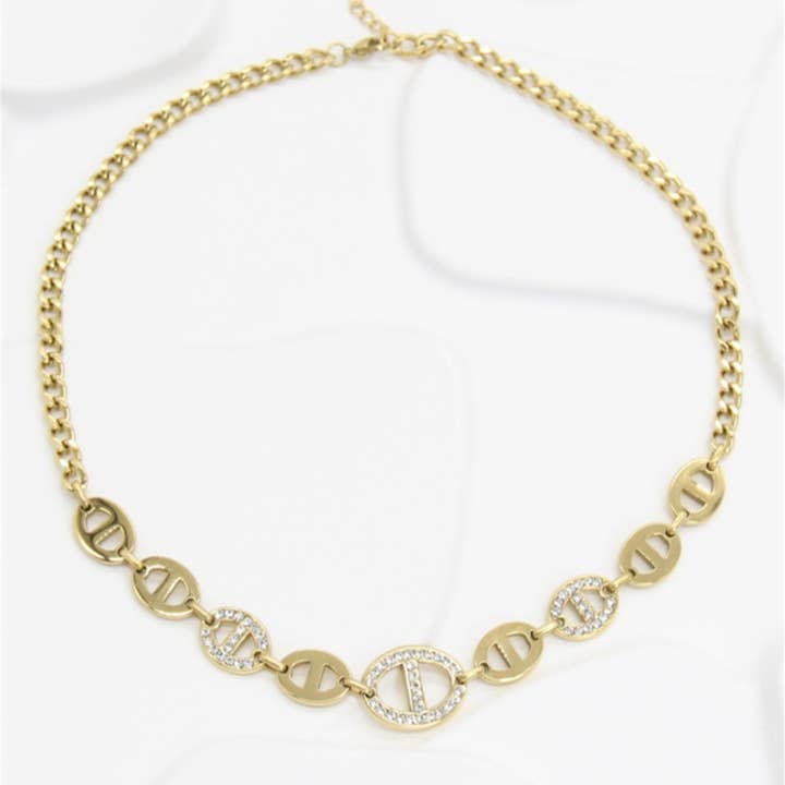 BELLISSIMA BIJOUX - Wholesale Link & Chain Necklace - Golden Marine Loop Necklace in Stainless Steel – Elegance0