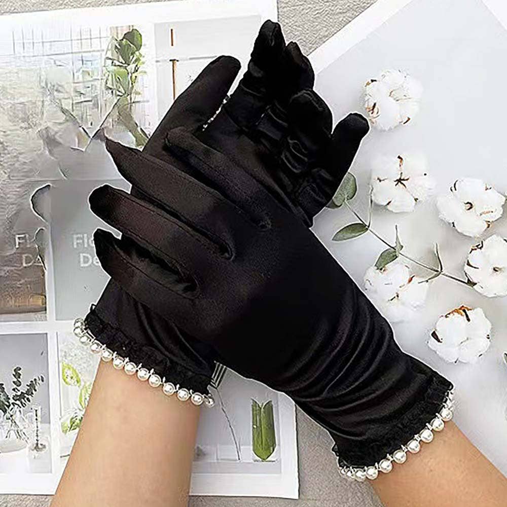 Sensibling Corp. - Wholesale Gloves - Women's - Dressy Satin Feel Pearl Trim Gloves0