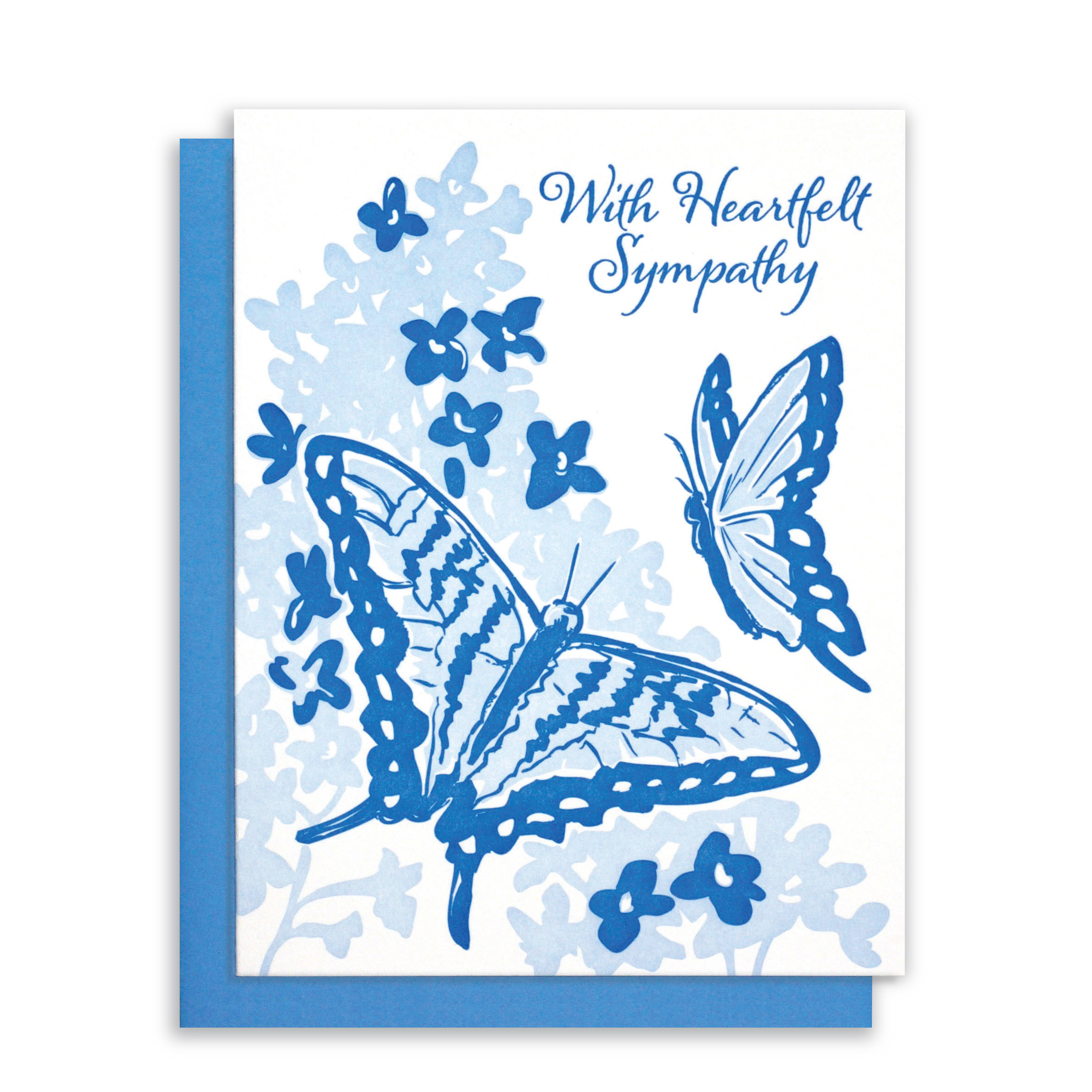 Tilia Press - Wholesale Sympathy Card - Letterpress Butterfly Sympathy Greeting Card0