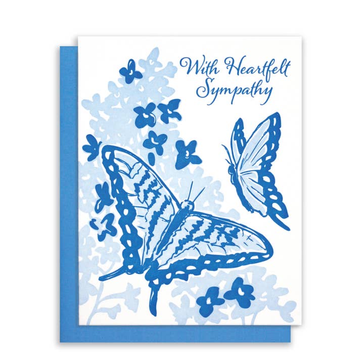 Tilia Press - Wholesale Sympathy Card - Letterpress Butterfly Sympathy Greeting Card