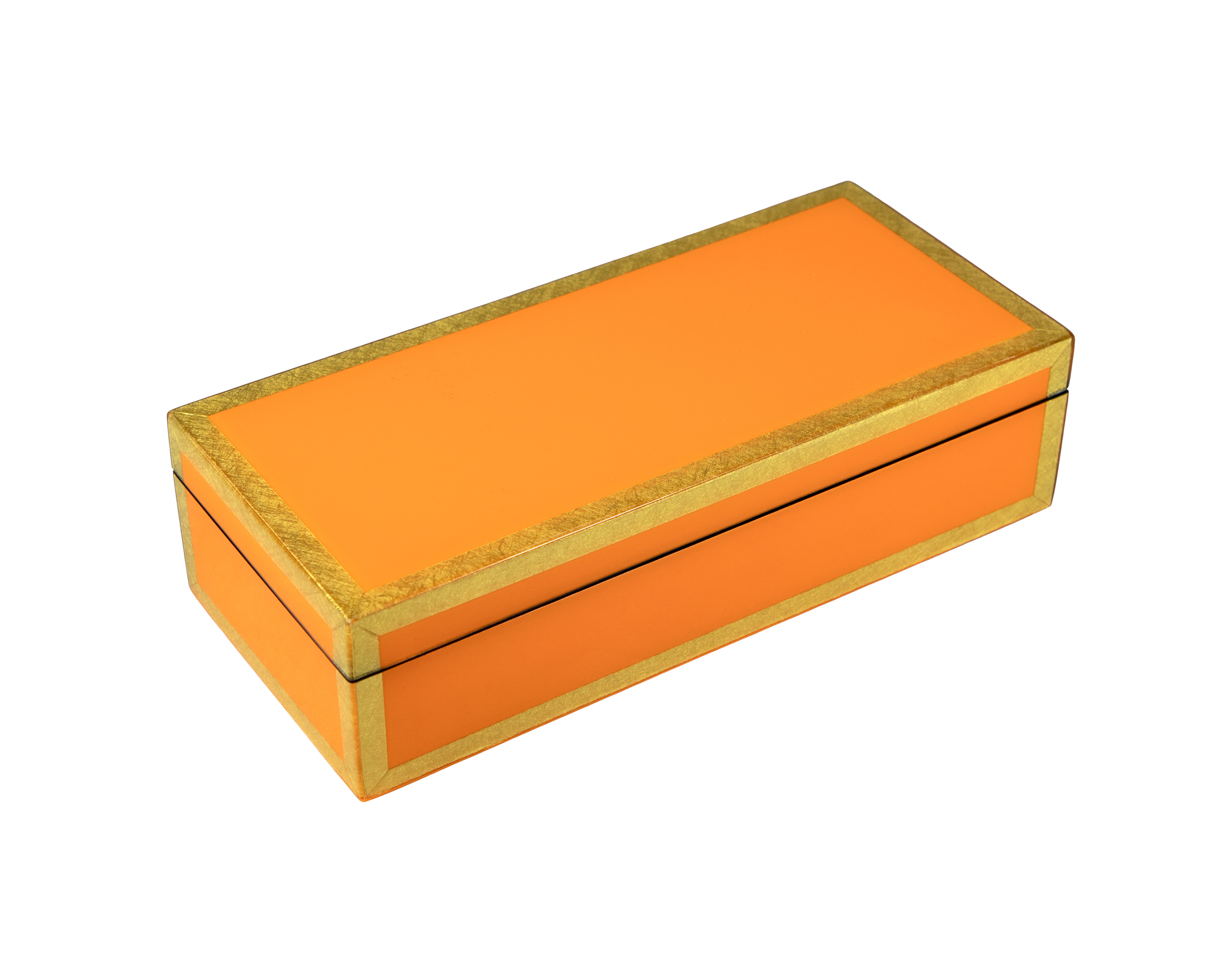 Pacific Connections - Wholesale Decorative Box - Orange with Shine Gold Leaf Trim - Pencil Box - L-30FSOSGLT1