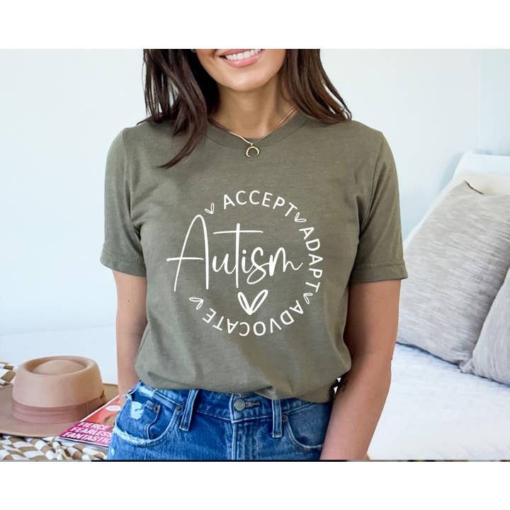 Autisme Awareness Shirt, Accepteer Adapt Advocate, Autisme voor wholesale door Tee Story