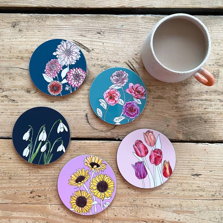 Floral Coasters for wholesale by DaphneRosa