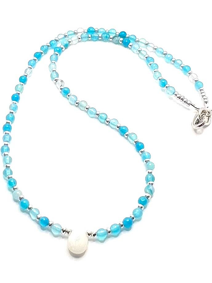 Colar Gemstone Minimalista Dainty - Ágate Azul por atacado de Beaded Vision Jewelry